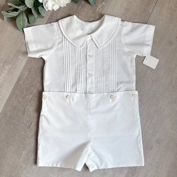 White Heirloom Classic Bobby Suit Ring Bearer 100% Cotton Boutique NWOT
